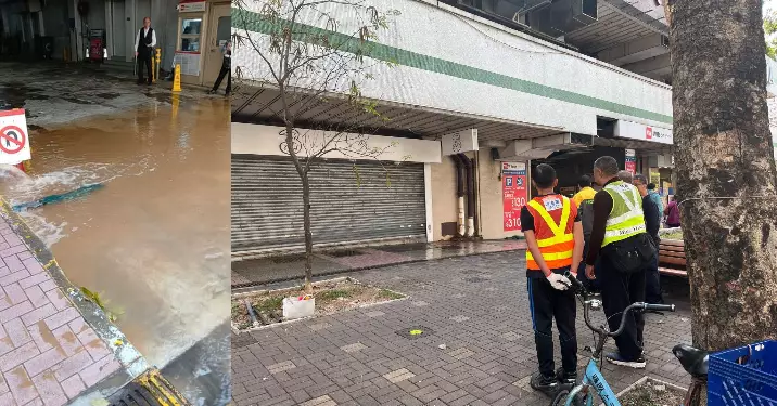 昌運中心停車場門口爆水管 區議員緊急處理