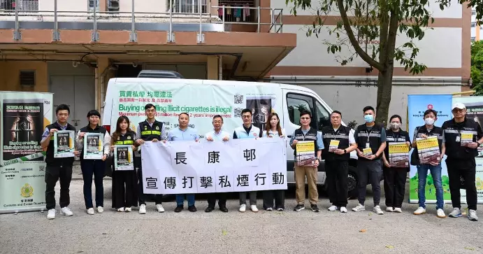 海關到青衣長青邨長康邨 開展跨部門反私煙宣傳活動