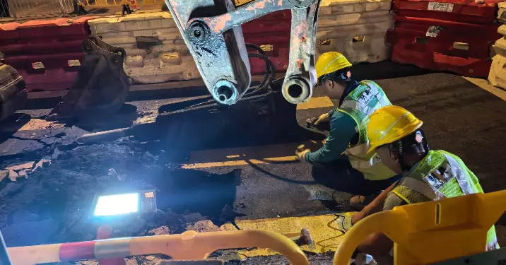 荃灣中心咸水喉爆裂搶修 區議員提醒市民留意交通安排