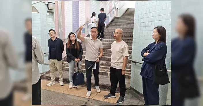 姚嘉俊聯同梁家輝林小文視察行人隧道 爭取加裝魚眼鏡