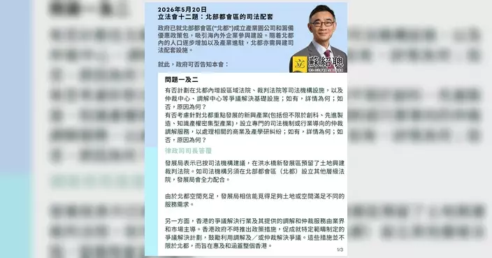 蘇紹聰書面質詢 關注北部都會區司法配套規劃