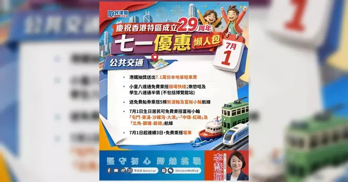 李慧琼分享七一優惠懶人包 多項公共交通及景點免費