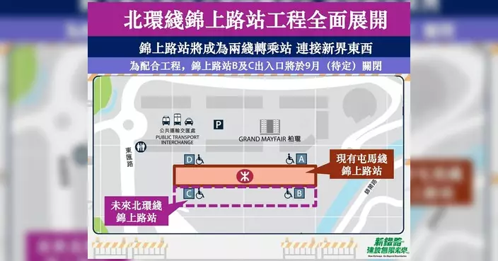港鐵錦上路站分四階段改建 配合北環綫工程 B出口將封閉