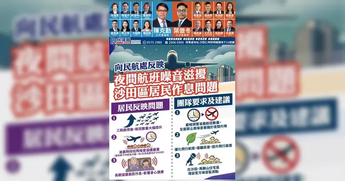 民建聯沙田團隊持續跟進飛機噪音 陳克勤立會倡用「第六航道」改善
