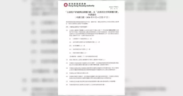 2026紓緩擠迫戶調遷計劃今起申請 截止9月17日