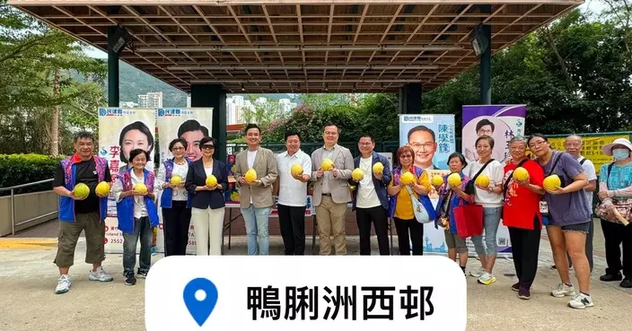 民建聯南區支部團隊鴨脷洲邨送碌柚 籲居民中秋食水果消滯