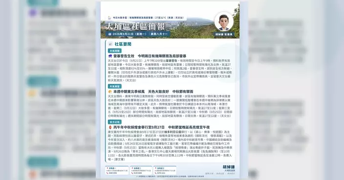 胡綽謙發布9月21日大埔區每朝晨報