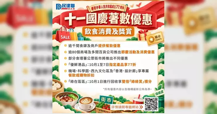 國慶77周年全城優惠活動涵蓋交通文娛飲食消費
