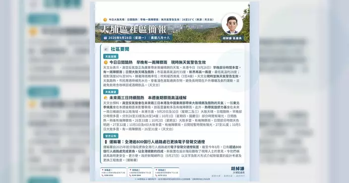 大埔區9月28日每朝晨報