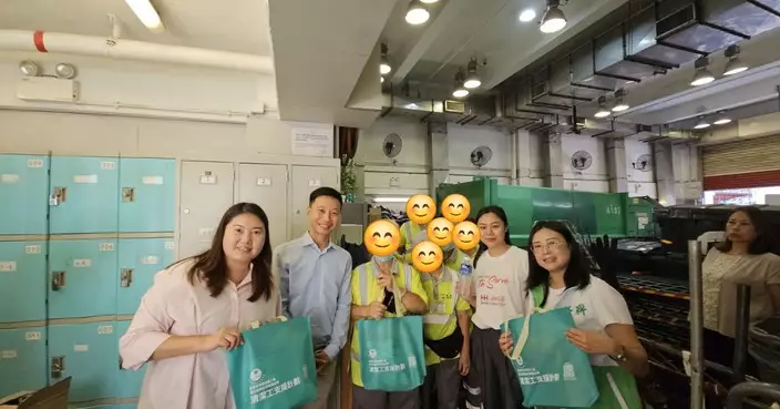 勞聯深水埗垃圾站向清潔工友派職安物資 宣傳防中暑指引新安排