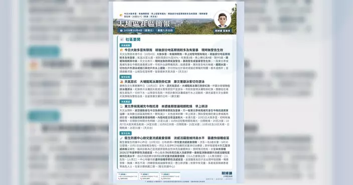 大埔區每朝晨報 胡綽謙提醒龍尾泳灘懸紅旗勿游泳