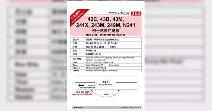 涌美路行人天橋新升降機目標12月尾啟用 10月18日凌晨吊運臨時遷巴士站